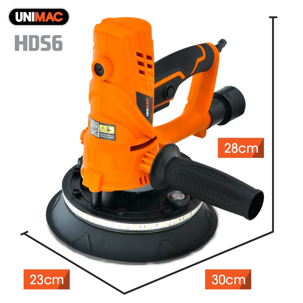 UNIMAC 180mm 850W Handheld Drywall Sander, Electric Dry Wall Sanding Machine, with Automatic Vacuum System, V219-SNDDRYUMHA6A
