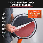 Unimac 225mm 750W Telescopic Long Reach Dry Wall Sander Kit, Foldable, Vacuum System, LED Worklight, 6x V219-SNDDRYUMLA7A