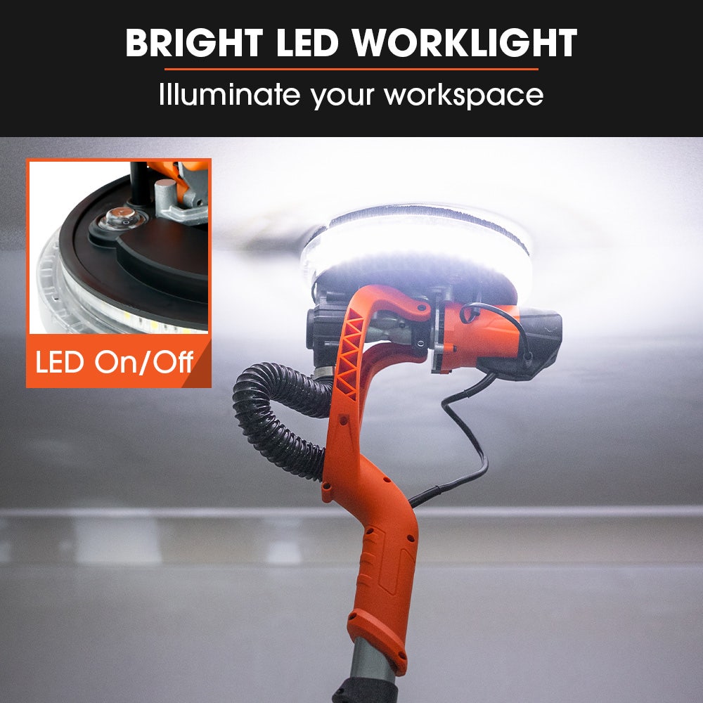 Unimac 225mm 750W Telescopic Long Reach Dry Wall Sander Kit, Foldable, Vacuum System, LED Worklight, 6x V219-SNDDRYUMLA7A