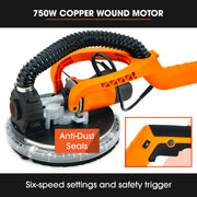Unimac 225mm 750W Telescopic Long Reach Dry Wall Sander Kit, Foldable, Vacuum System, LED Worklight, 6x V219-SNDDRYUMLA7A