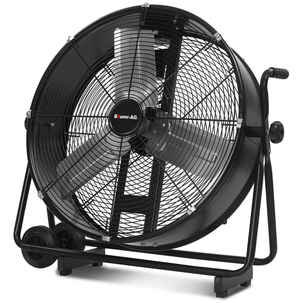 BAUMR-AG 24" 610mm 260W Industrial Mobile Floor Drum Fan, Tilting, Large, Commercial, Heavy-duty Frame, EESS V219-SPCAIRBM24DA