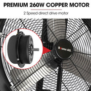 BAUMR-AG 24" 610mm 260W Industrial Mobile Floor Drum Fan, Tilting, Large, Commercial, Heavy-duty Frame, EESS V219-SPCAIRBM24DA