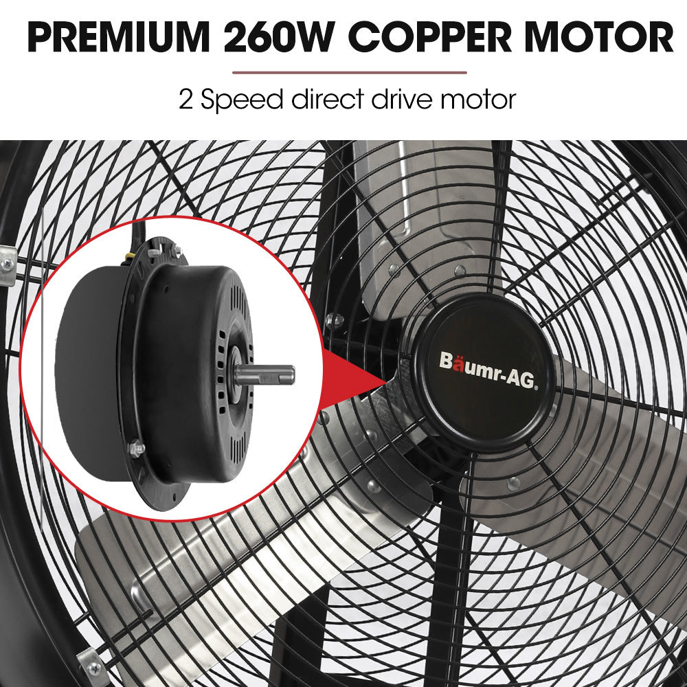BAUMR-AG 24" 610mm 260W Industrial Mobile Floor Drum Fan, Tilting, Large, Commercial, Heavy-duty Frame, EESS V219-SPCAIRBM24DA