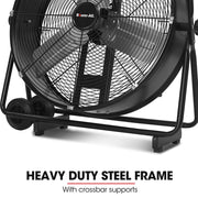 BAUMR-AG 24" 610mm 260W Industrial Mobile Floor Drum Fan, Tilting, Large, Commercial, Heavy-duty Frame, EESS V219-SPCAIRBM24DA