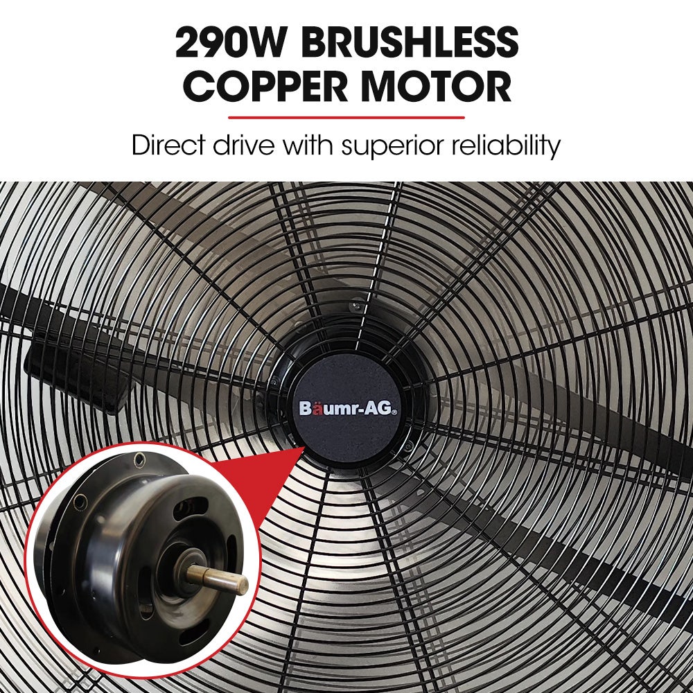 BAUMR-AG 36" 914mm Industrial Mobile Floor Drum Fan, 290W Brushless Motor, Tilting, Large, Commercial, V219-SPCAIRBM36DA