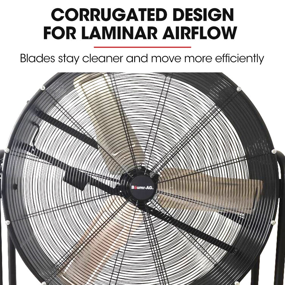 BAUMR-AG 36" 914mm Industrial Mobile Floor Drum Fan, 290W Brushless Motor, Tilting, Large, Commercial, V219-SPCAIRBM36DA