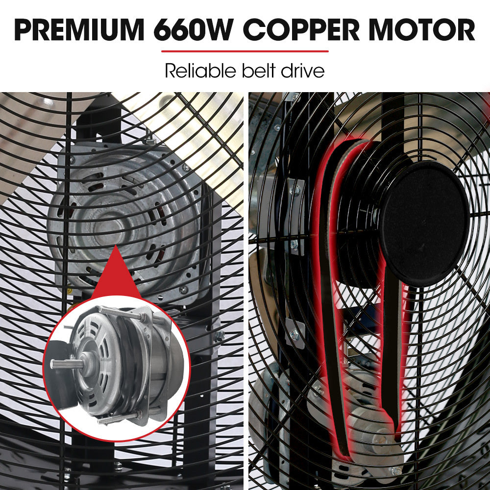 BAUMR-AG 42" 1067mm 660W Industrial Mobile Floor Drum Fan, Belt Drive, Tilting, Large, Commercial, Heavy-duty V219-SPCAIRBM42DA