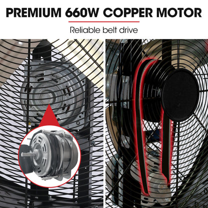 BAUMR-AG 42" 1067mm 660W Industrial Mobile Floor Drum Fan, Belt Drive, Tilting, Large, Commercial, Heavy-duty V219-SPCAIRBM42DA