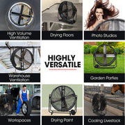 BAUMR-AG 42" 1067mm 660W Industrial Mobile Floor Drum Fan, Belt Drive, Tilting, Large, Commercial, Heavy-duty V219-SPCAIRBM42DA