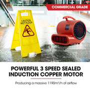 Baumr-AG 3-Speed Carpet Dryer Air Mover Blower Fan, 700CFM, Sealed Copper Motor, Poly Housing V219-SPCAIRBMC08A