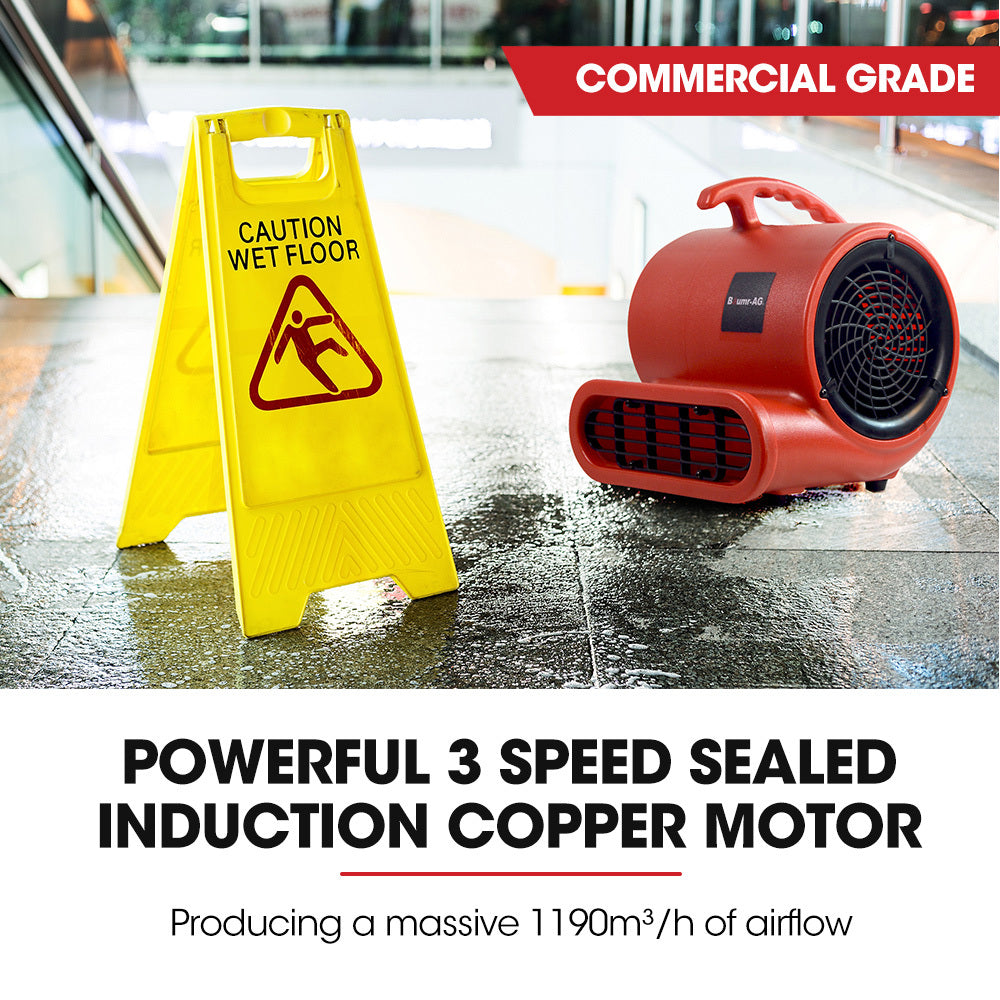 Baumr-AG 3-Speed Carpet Dryer Air Mover Blower Fan, 700CFM, Sealed Copper Motor, Poly Housing V219-SPCAIRBMC08A