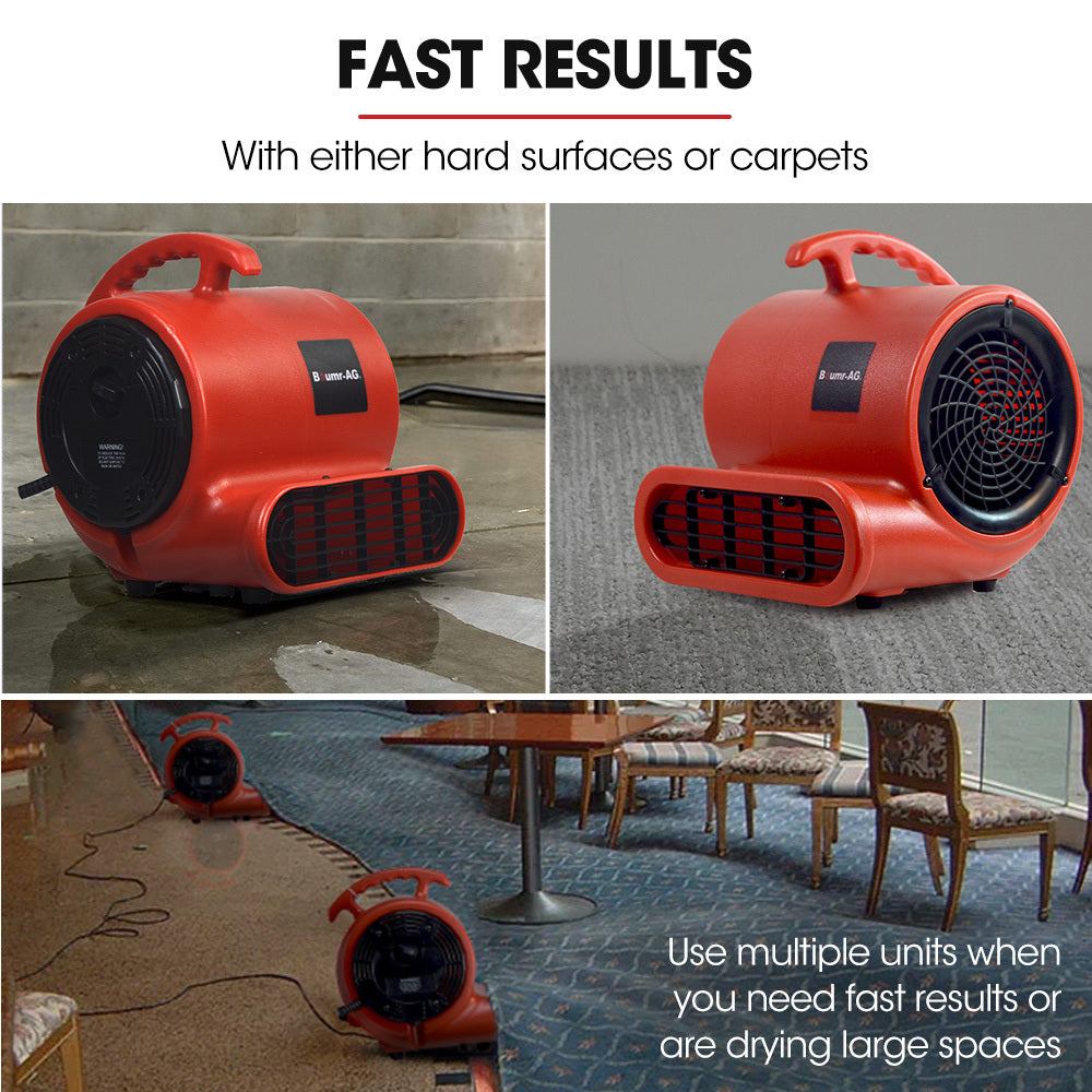 Baumr-AG 3-Speed Carpet Dryer Air Mover Blower Fan, 700CFM, Sealed Copper Motor, Poly Housing V219-SPCAIRBMC08A