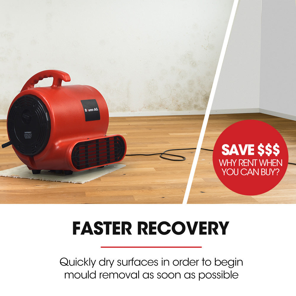 Baumr-AG 3-Speed Carpet Dryer Air Mover Blower Fan, 700CFM, Sealed Copper Motor, Poly Housing V219-SPCAIRBMC08A