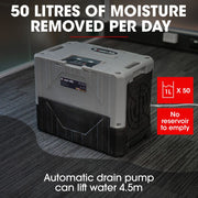 Baumr-AG 50L/day Commercial Air Dehumidifier for Mould, Portable, Stackable, LCD Display, Wheels V219-SPCAIRBMH50A