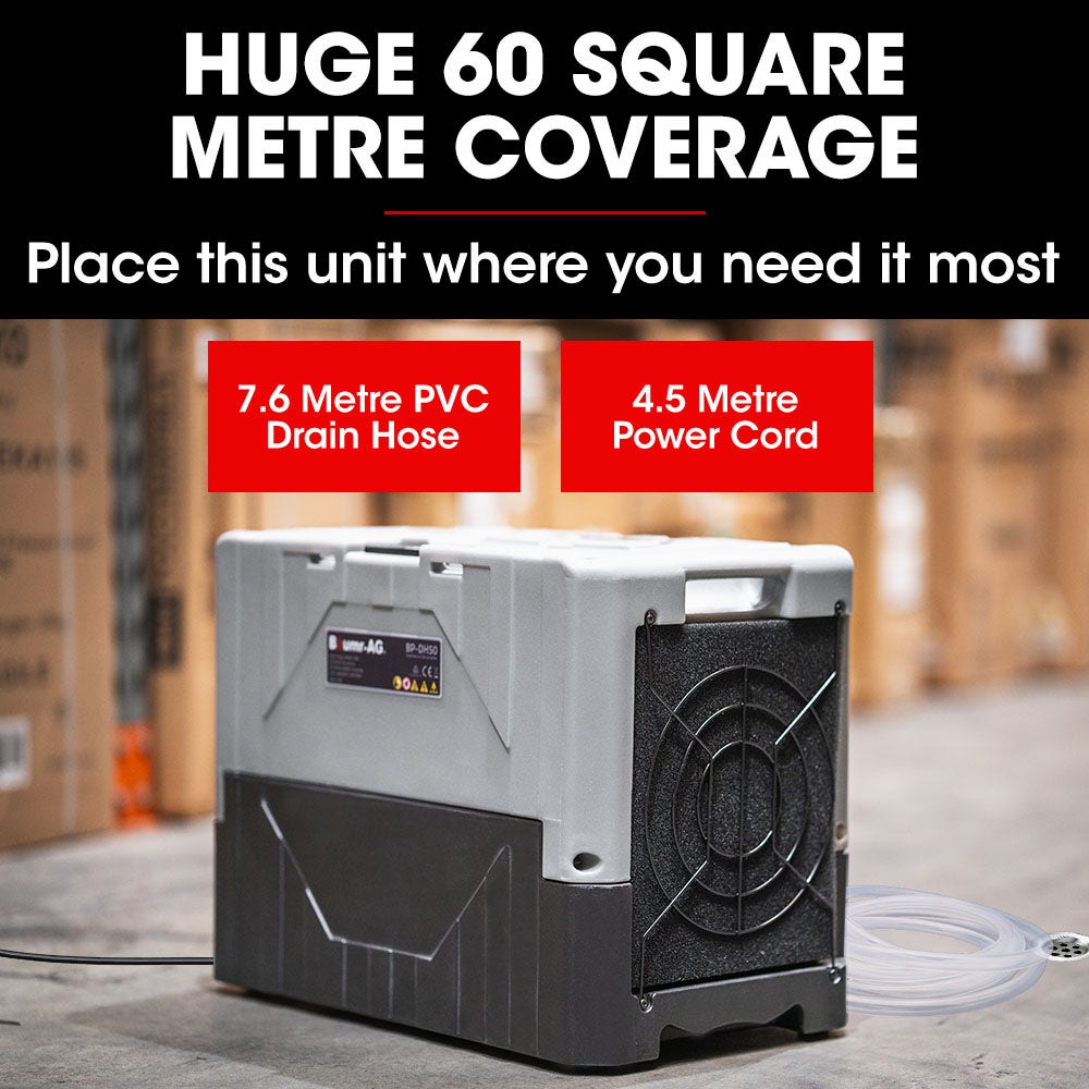 Baumr-AG 50L/day Commercial Air Dehumidifier for Mould, Portable, Stackable, LCD Display, Wheels V219-SPCAIRBMH50A
