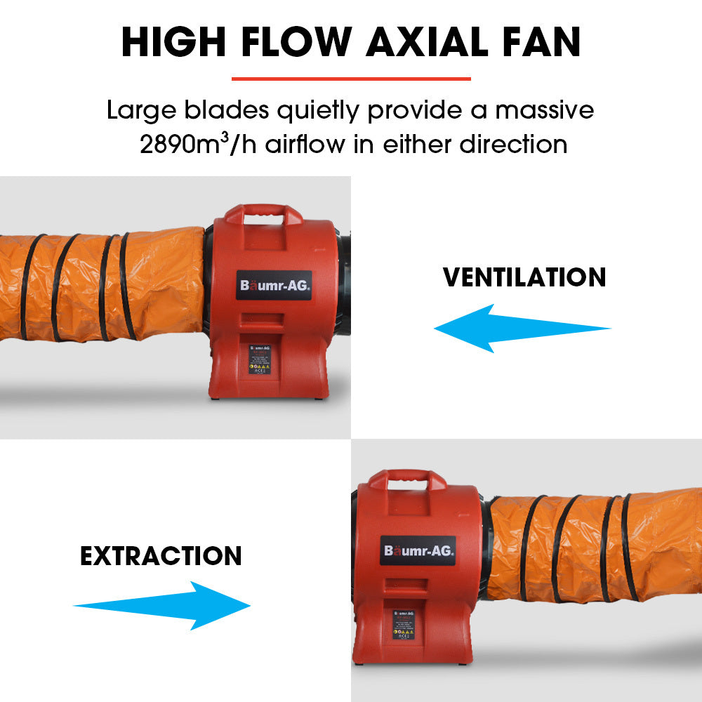 Baumr-AG 300mm (12 inch) Portable Air Blower Mover Axial Ventilation Extraction Fan V219-SPCAIRBMP22A