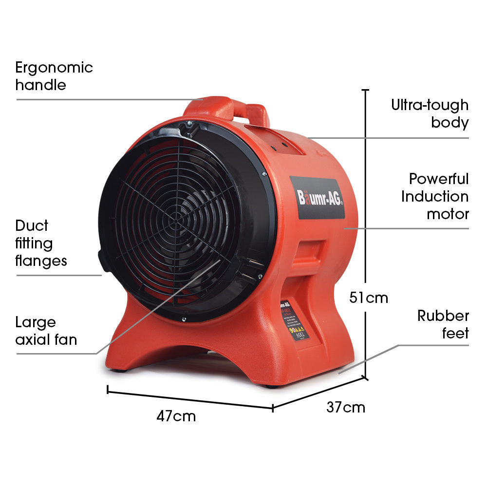 Baumr-AG 300mm (12 inch) Portable Air Blower Mover Axial Ventilation Extraction Fan V219-SPCAIRBMP22A