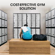 FORTIA 12-Door Metal Storage Locker Cabinet Gym Office Lockers Compartment, Black & Light Grey V219-STLFOA12DB