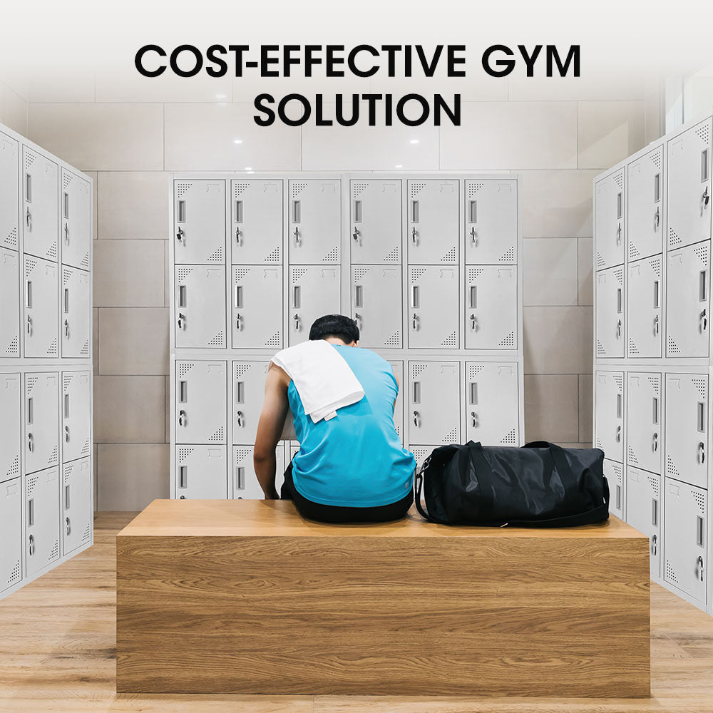 FORTIA 12 Doors Locker Cabinet Metal Storage Gym Home Office School - Light Grey V219-STLFOA12DG
