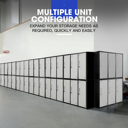 Fortia 6 Door Metal Storage Cabinet Lockers for Gym Office - Black and Grey V219-STLFOA6DBK