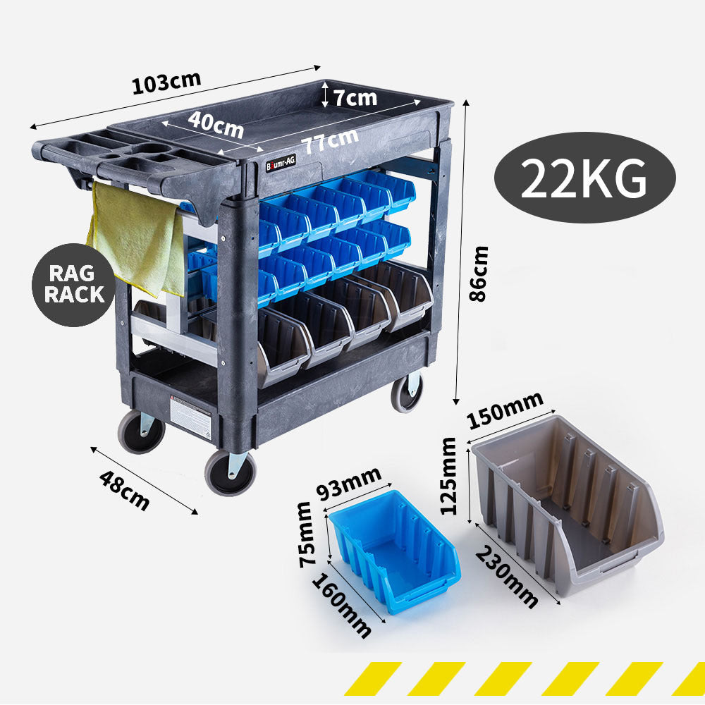 Baumr-AG Parts Bin Trolley Service Utility Cart Storage Mobile Tool Workshop V219-STRBCTBMRA30B