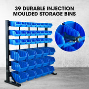BAUMR-AG 39 Parts Bin Rack Storage System Floor Mount - Blue V219-STRBRKBMRAF39B
