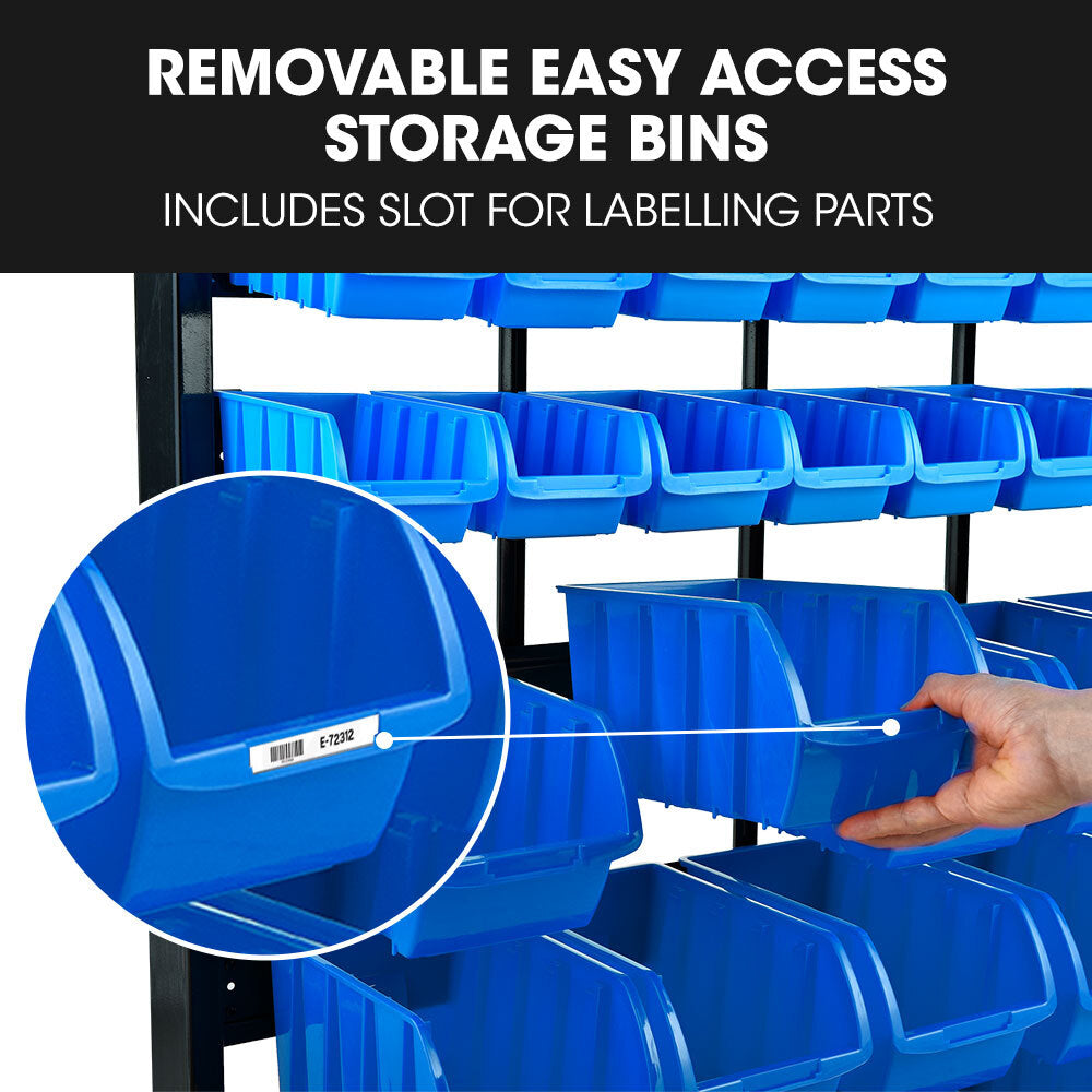 BAUMR-AG 39 Parts Bin Rack Storage System Floor Mount - Blue V219-STRBRKBMRAF39B