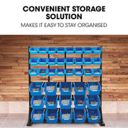BAUMR-AG 39 Parts Bin Rack Storage System Floor Mount - Blue V219-STRBRKBMRAF39B