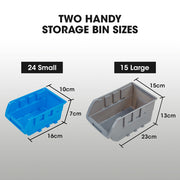 BAUMR-AG 39 Parts Bin Rack Storage System Floor Mount - Blue V219-STRBRKBMRAF39B