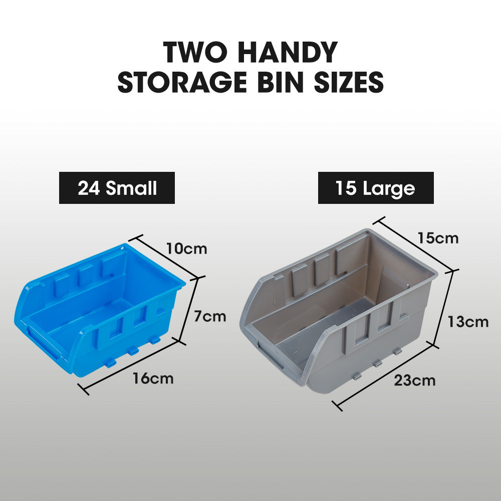 BAUMR-AG 39 Parts Bin Rack Storage System Floor Mount - Blue V219-STRBRKBMRAF39B