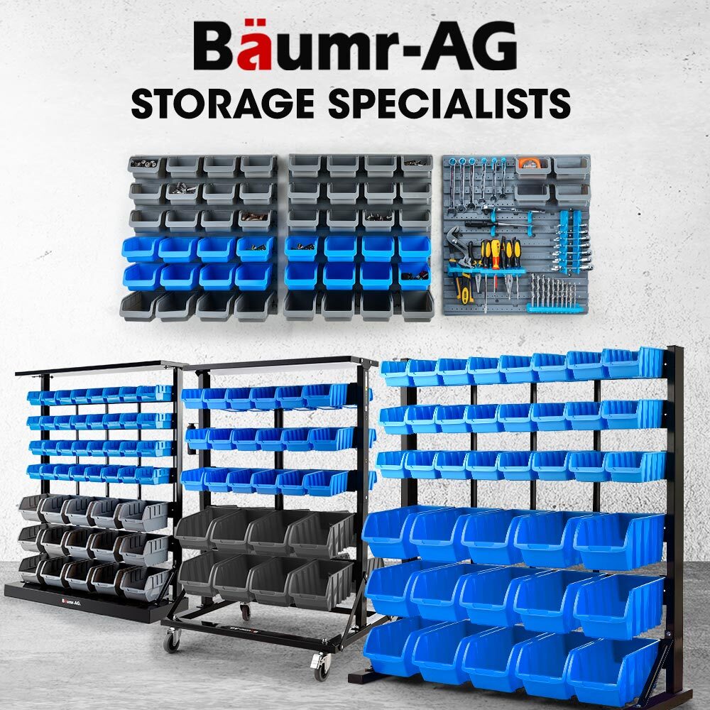 BAUMR-AG 39 Parts Bin Rack Storage System Floor Mount - Blue V219-STRBRKBMRAF39B