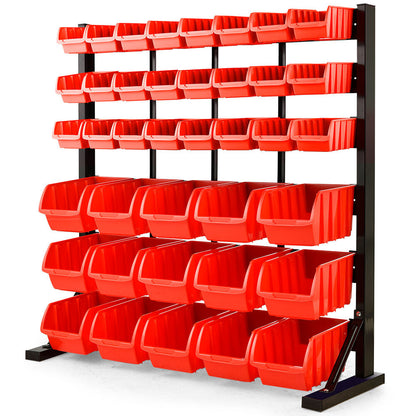 BAUMR-AG 39 Parts Bin Rack Storage System Floor Mount - Red V219-STRBRKBMRAF39R