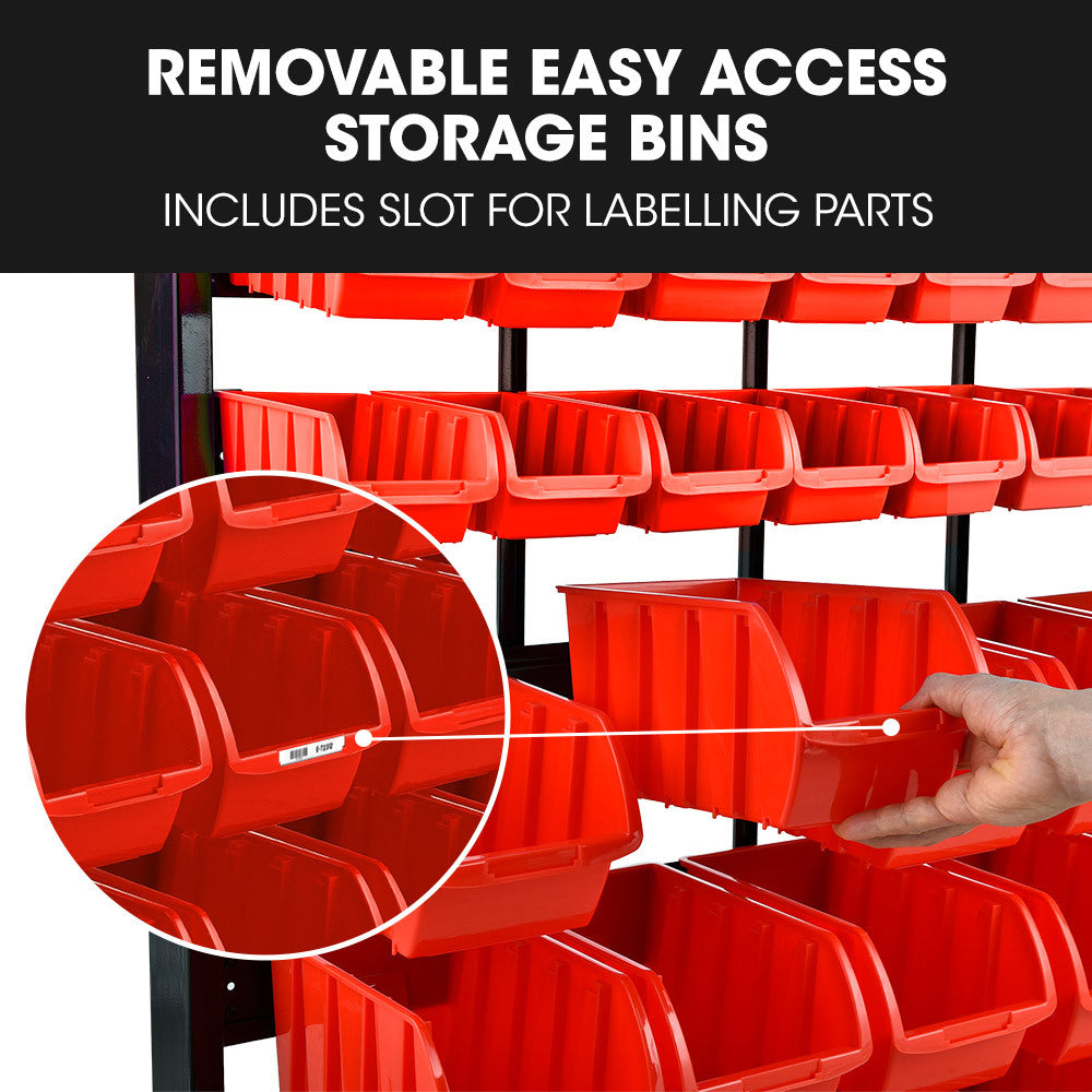 BAUMR-AG 39 Parts Bin Rack Storage System Floor Mount - Red V219-STRBRKBMRAF39R