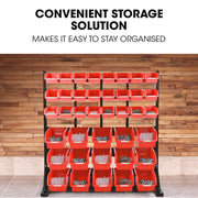 BAUMR-AG 39 Parts Bin Rack Storage System Floor Mount - Red V219-STRBRKBMRAF39R