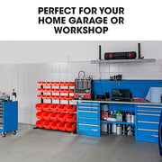 BAUMR-AG 39 Parts Bin Rack Storage System Floor Mount - Red V219-STRBRKBMRAF39R