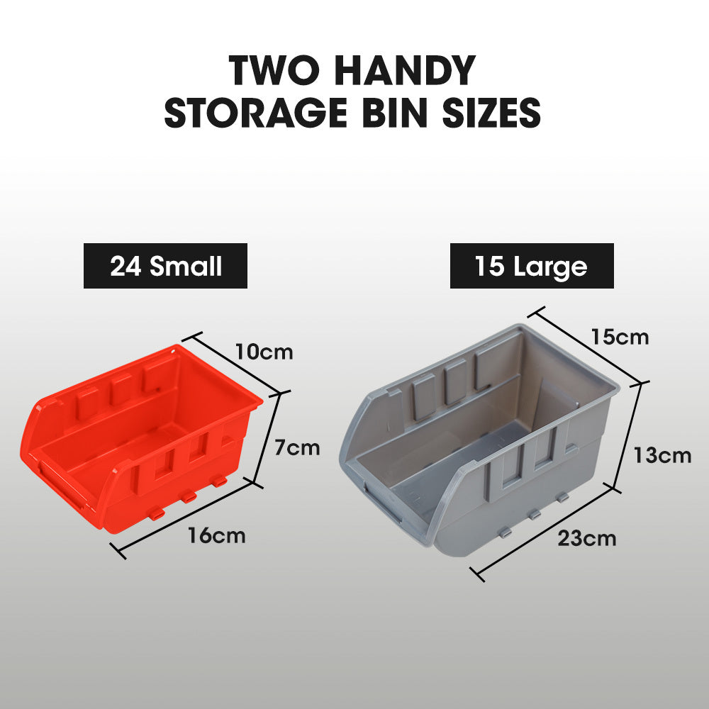 BAUMR-AG 39 Parts Bin Rack Storage System Floor Mount - Red V219-STRBRKBMRAF39R