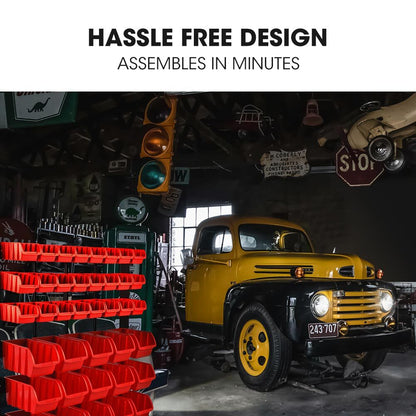 BAUMR-AG 39 Parts Bin Rack Storage System Floor Mount - Red V219-STRBRKBMRAF39R