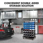 BAUMR-AG 94 Parts Bin Rack Storage System Mobile Double-Sided - Blue V219-STRBRKBMRAM94B