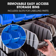 BAUMR-AG 94 Parts Bin Rack Storage System Mobile Double-Sided - Blue V219-STRBRKBMRAM94B