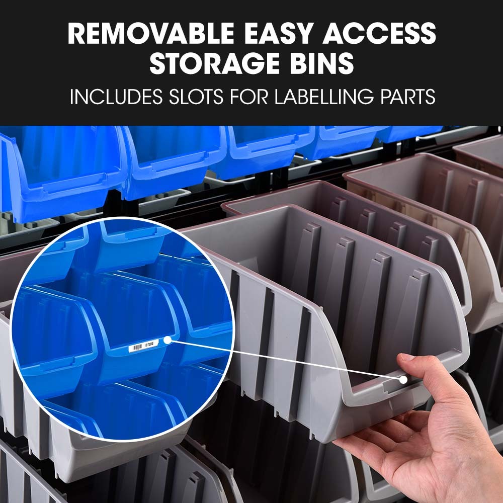 BAUMR-AG 94 Parts Bin Rack Storage System Mobile Double-Sided - Blue V219-STRBRKBMRAM94B