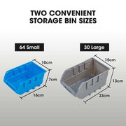 BAUMR-AG 94 Parts Bin Rack Storage System Mobile Double-Sided - Blue V219-STRBRKBMRAM94B