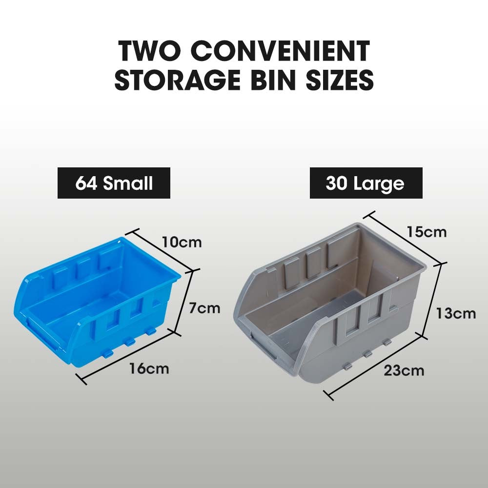 BAUMR-AG 94 Parts Bin Rack Storage System Mobile Double-Sided - Blue V219-STRBRKBMRAM94B