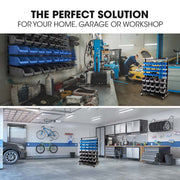 BAUMR-AG 94 Parts Bin Rack Storage System Mobile Double-Sided - Blue V219-STRBRKBMRAM94B
