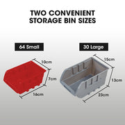 BAUMR-AG 94 Parts Bin Rack Storage System Mobile Double-Sided - Red V219-STRBRKBMRAM94R