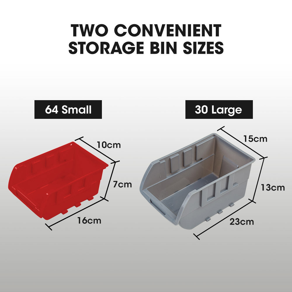 BAUMR-AG 94 Parts Bin Rack Storage System Mobile Double-Sided - Red V219-STRBRKBMRAM94R