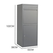 FORTIA Freestanding Parcel Post Box Letterbox, Letter Slot, Woodland Grey V219-STRLTBFOFD4A