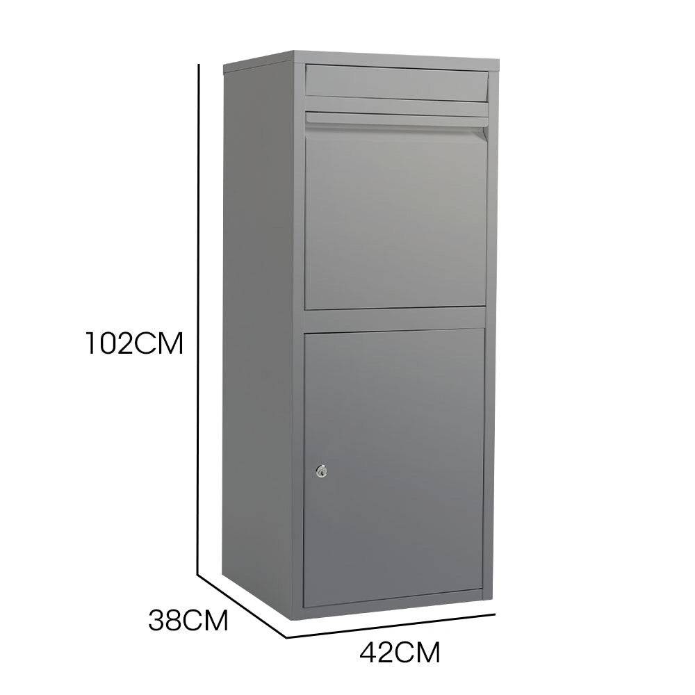 FORTIA Freestanding Parcel Post Box Letterbox, Letter Slot, Woodland Grey V219-STRLTBFOFD4A
