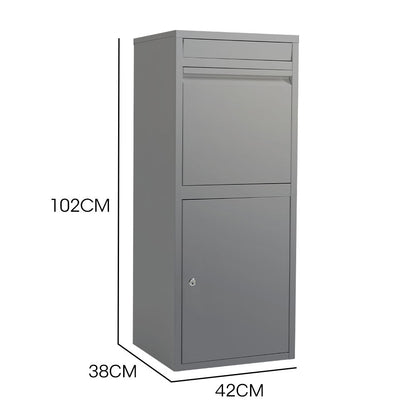 FORTIA Freestanding Parcel Post Box Letterbox, Letter Slot, Woodland Grey V219-STRLTBFOFD4A