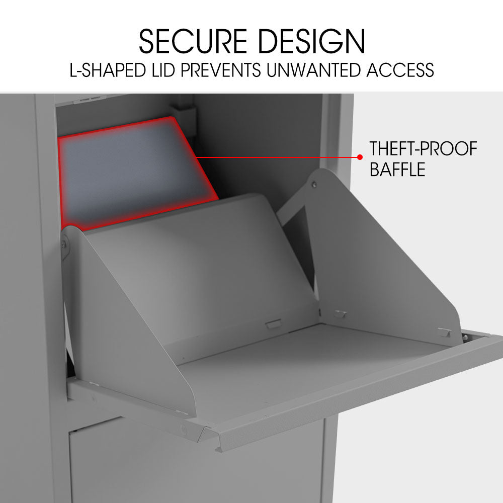 FORTIA Freestanding Parcel Post Box Letterbox, Letter Slot, Woodland Grey V219-STRLTBFOFD4A