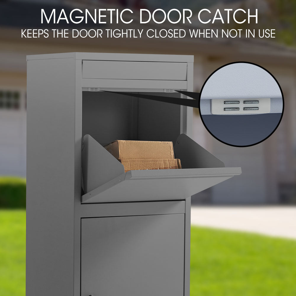 FORTIA Freestanding Parcel Post Box Letterbox, Letter Slot, Woodland Grey V219-STRLTBFOFD4A